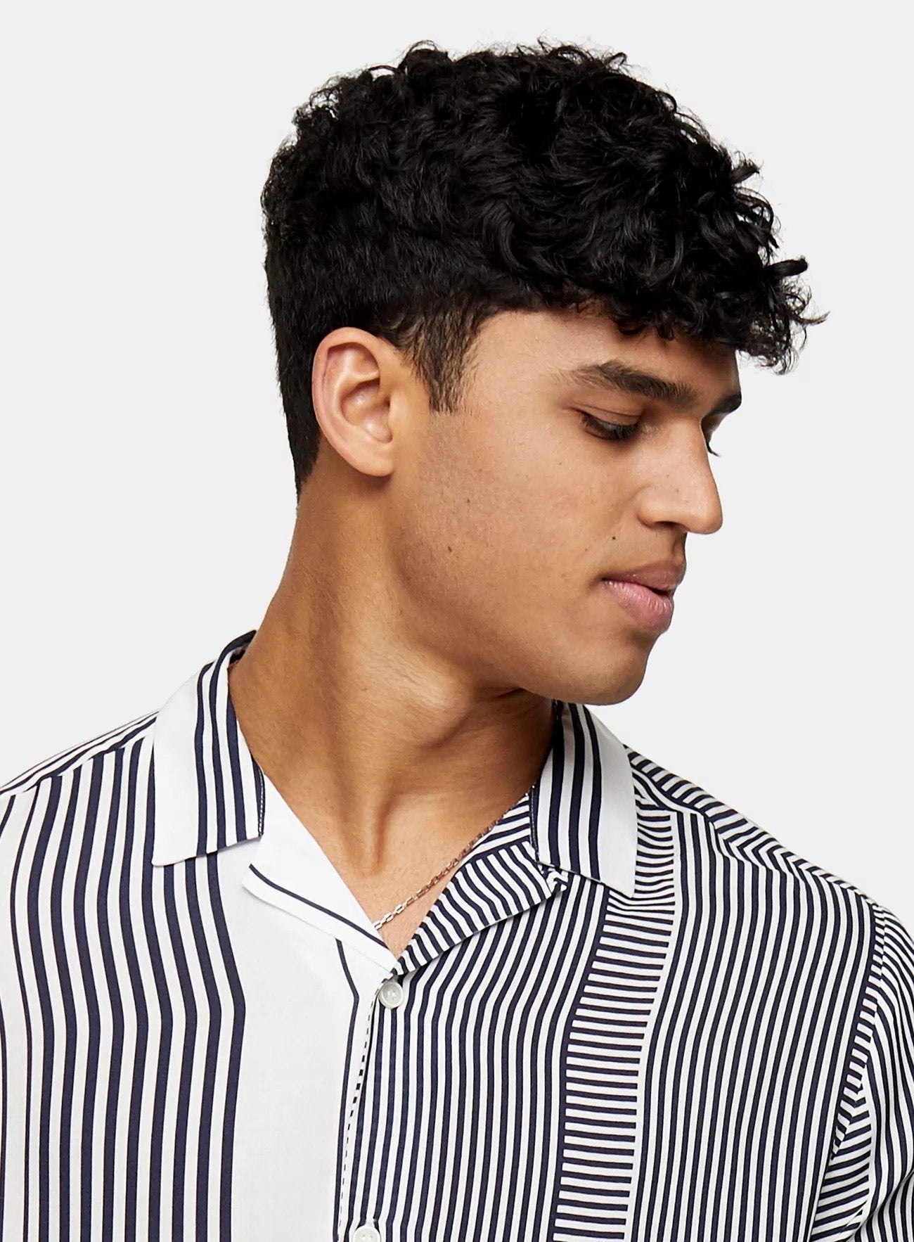 Blue Stripe Splice Revere Shirt