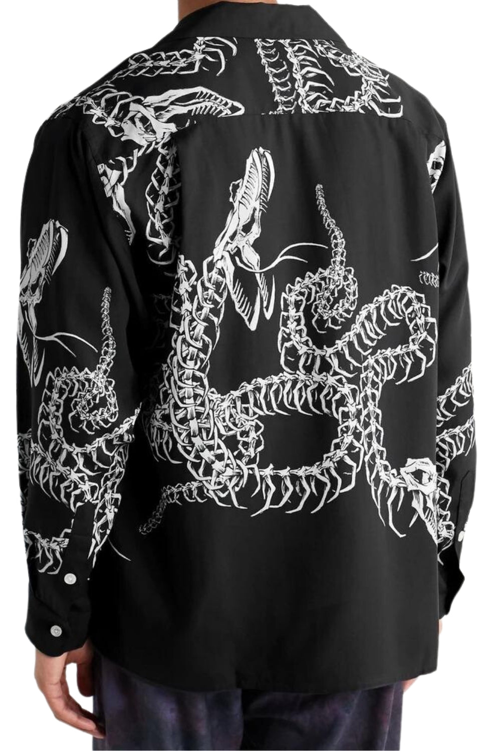 Black Camp Collar Skeletal Printed Mens Premium Cotton Shirt by Brand Black Jack