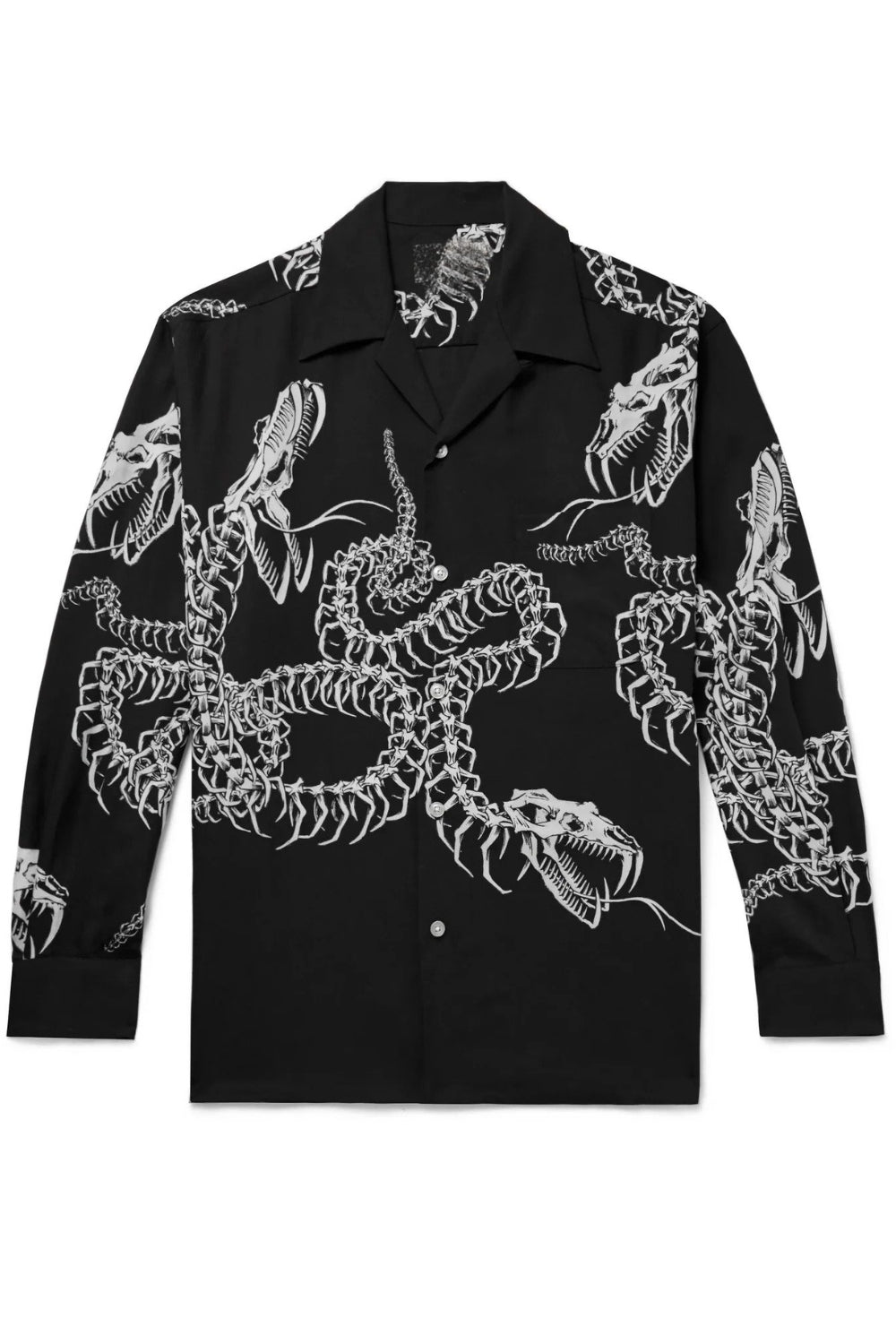 Black Camp Collar Printed Lyocell Shirt