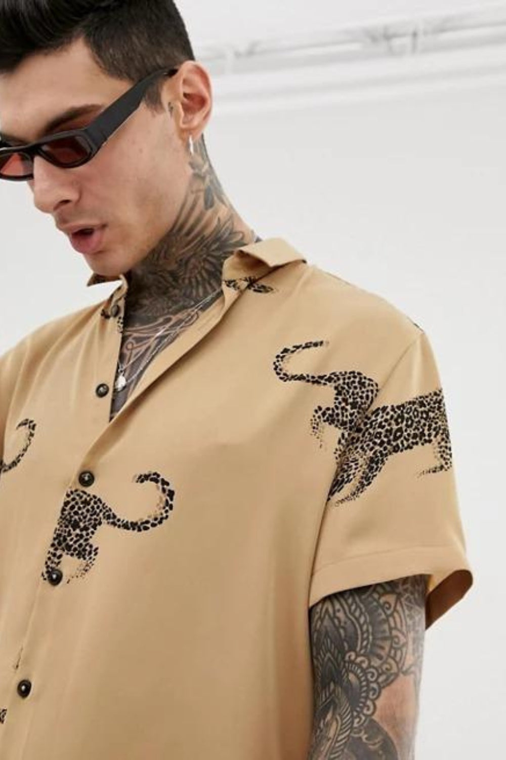 Heart & Dagger Printed Shirt With Leopard Print