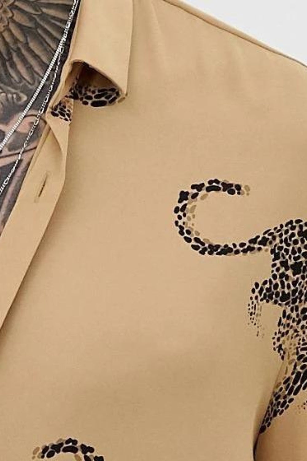 Heart & Dagger Printed Shirt With Leopard Print