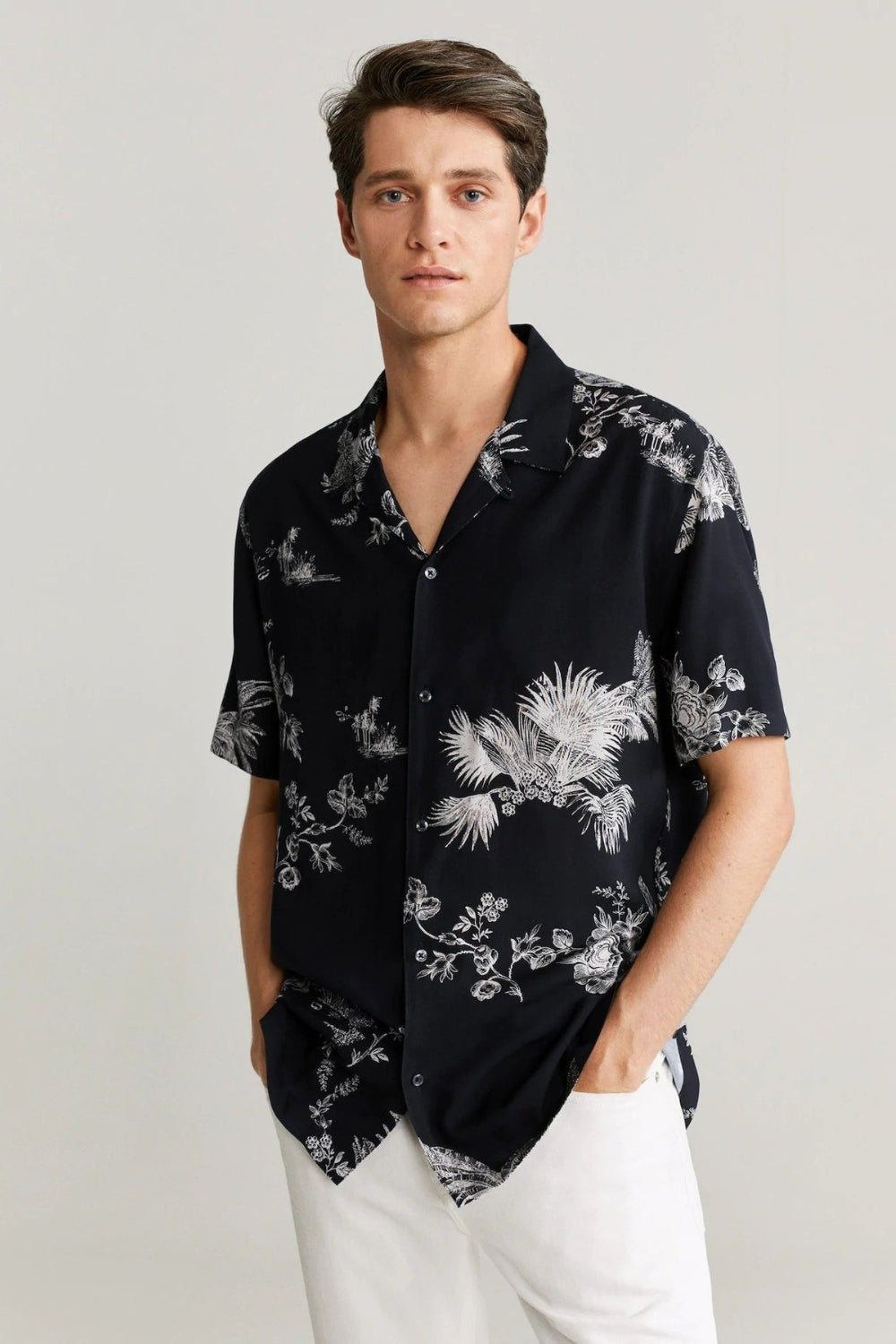 Mens Premium Cotton Hawaiian Flowy Shirt By Brand Black Jack