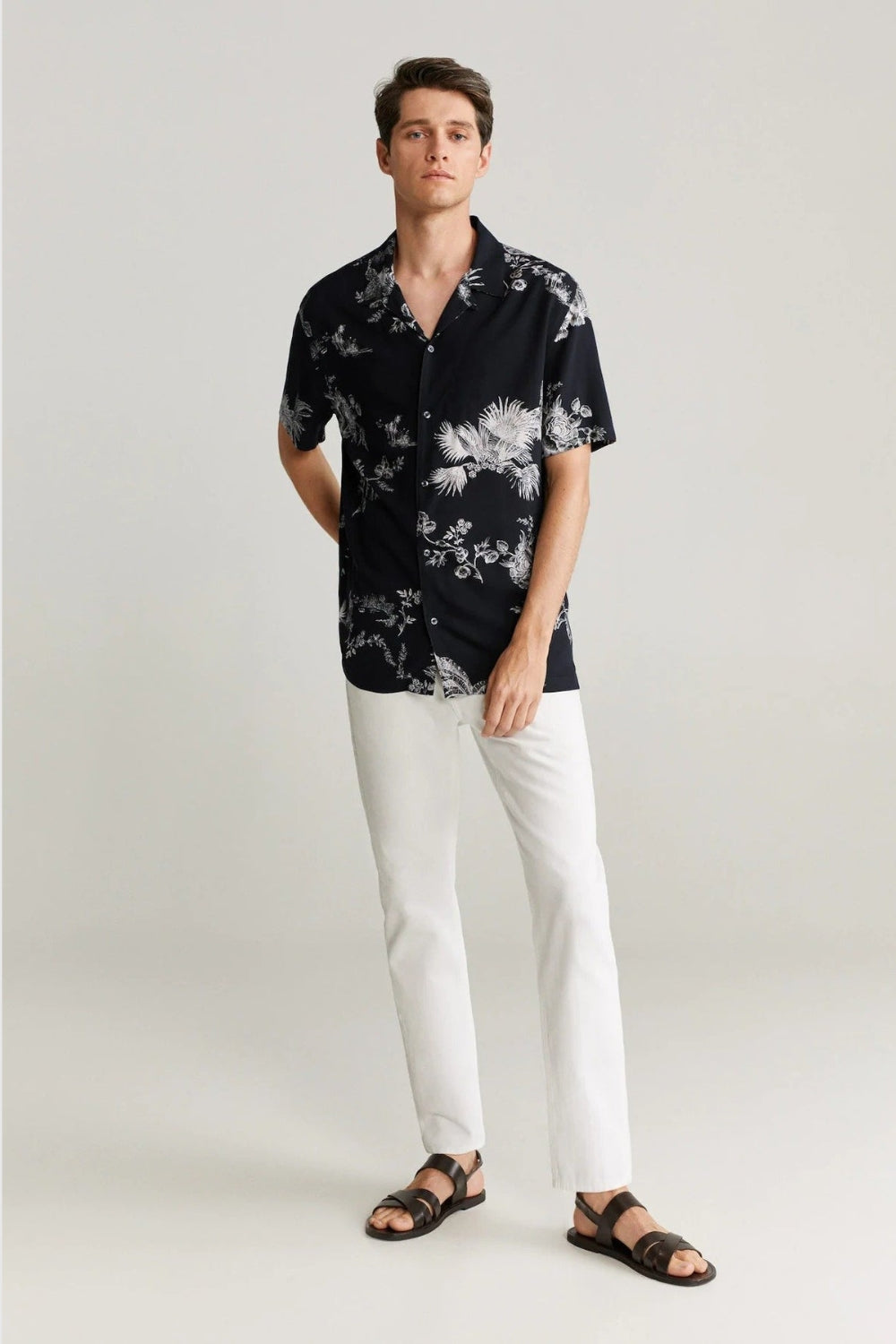 Mens Premium Cotton Hawaiian Flowy Shirt By Brand Black Jack