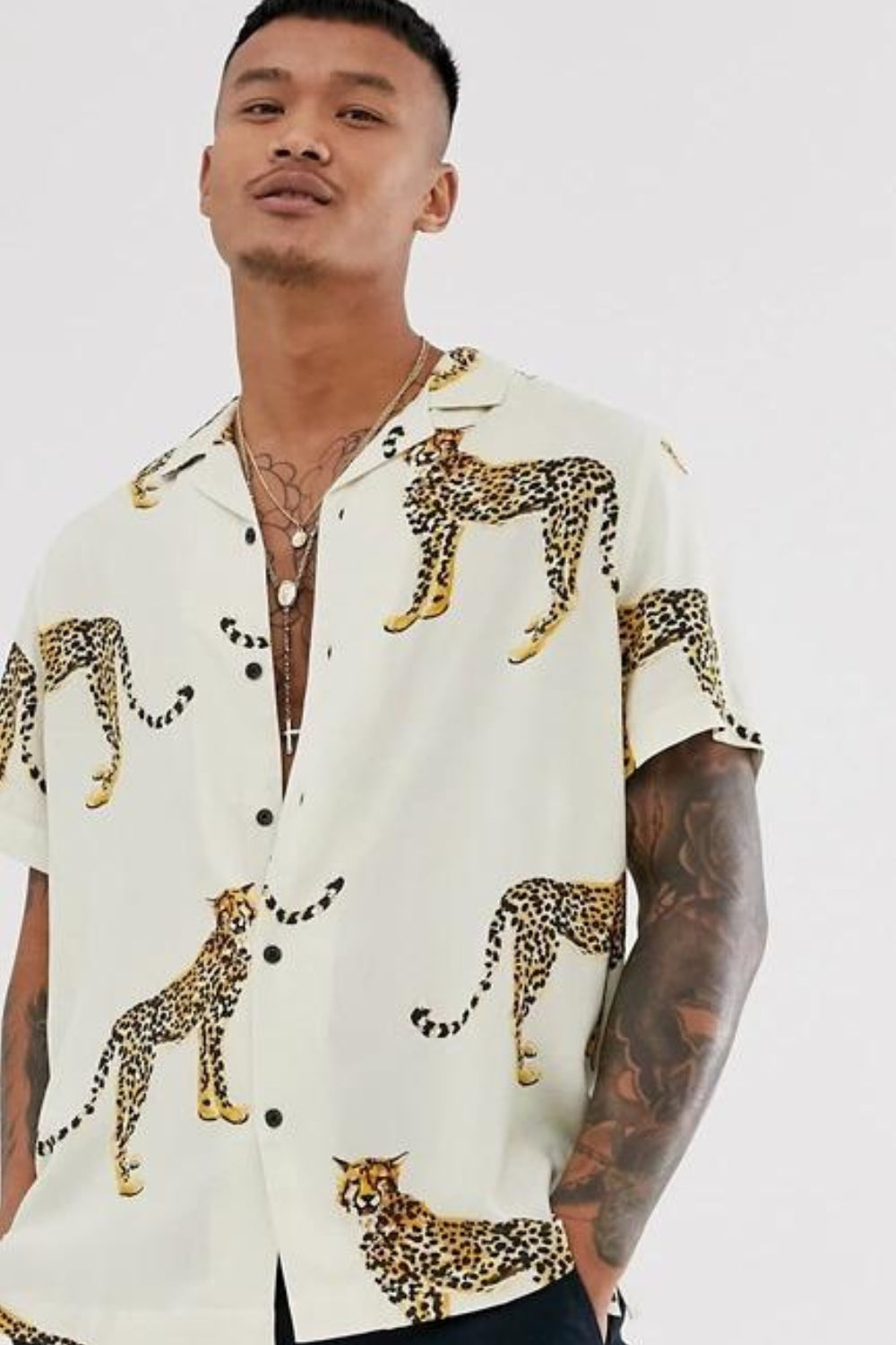 Cheetah Print Mens Premium Cotton Shirt by Brand Black Jack