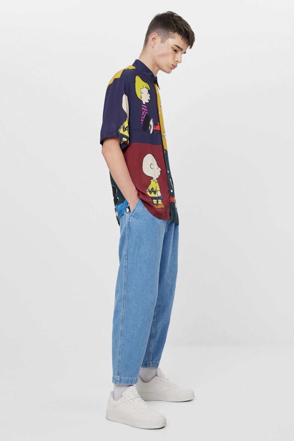 Snoopy Print Half Sleeve Shirt By  Black Jack