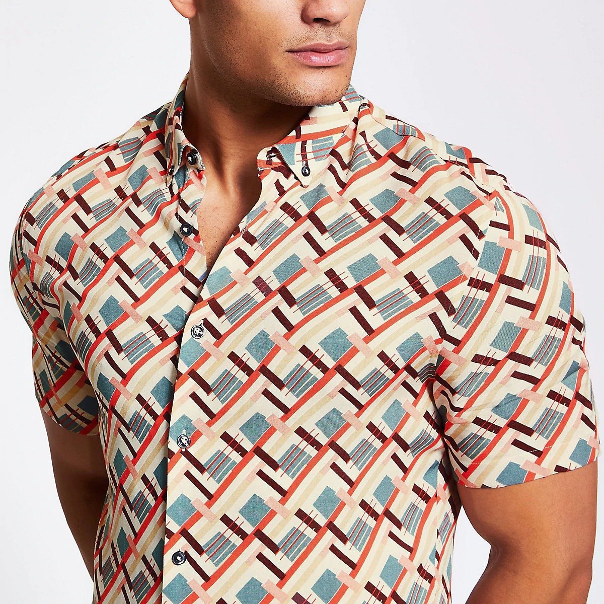 Geo Printed Slim Fit Shirt