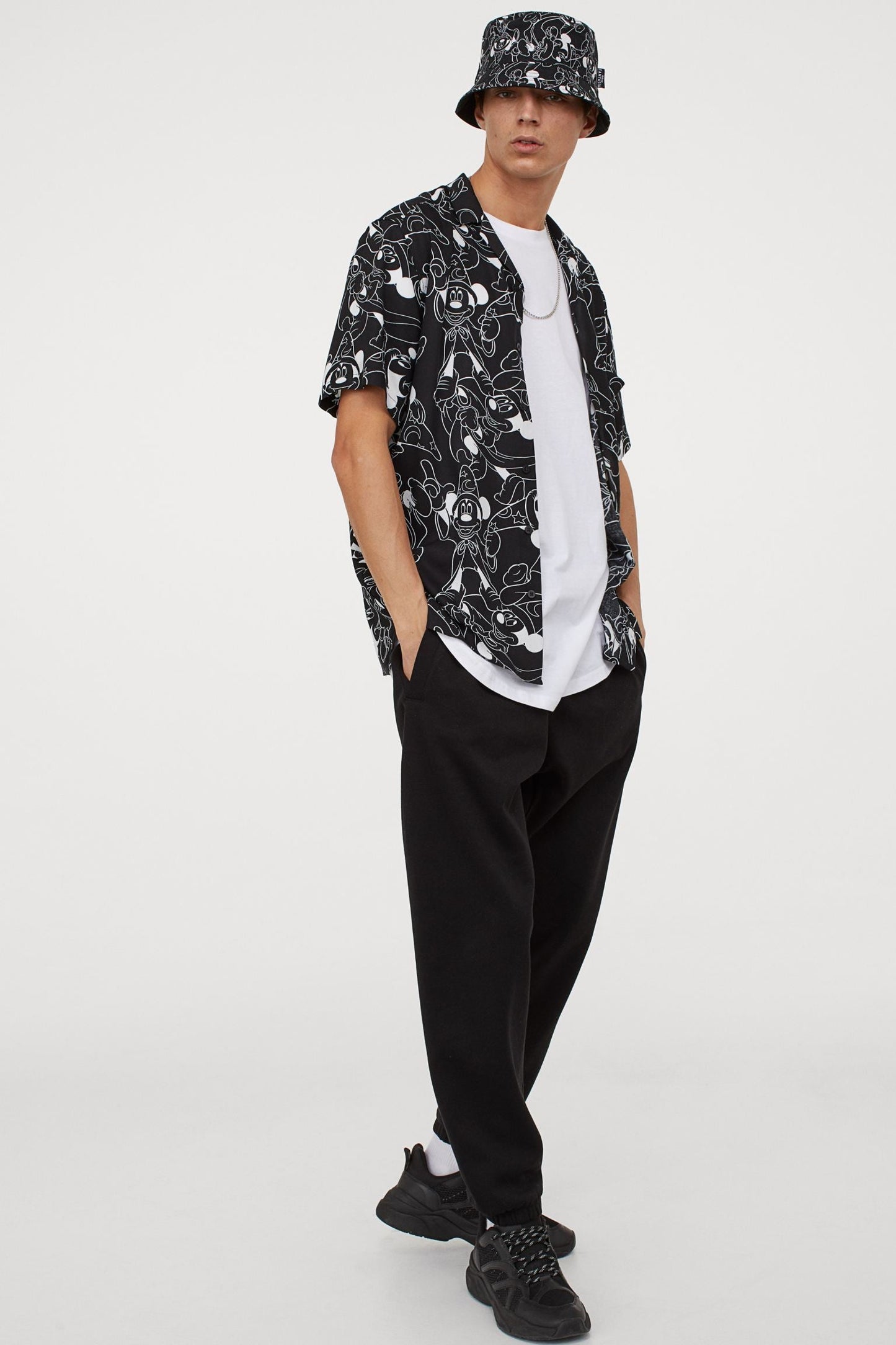 Patterned Shirt Black mickey Mouse