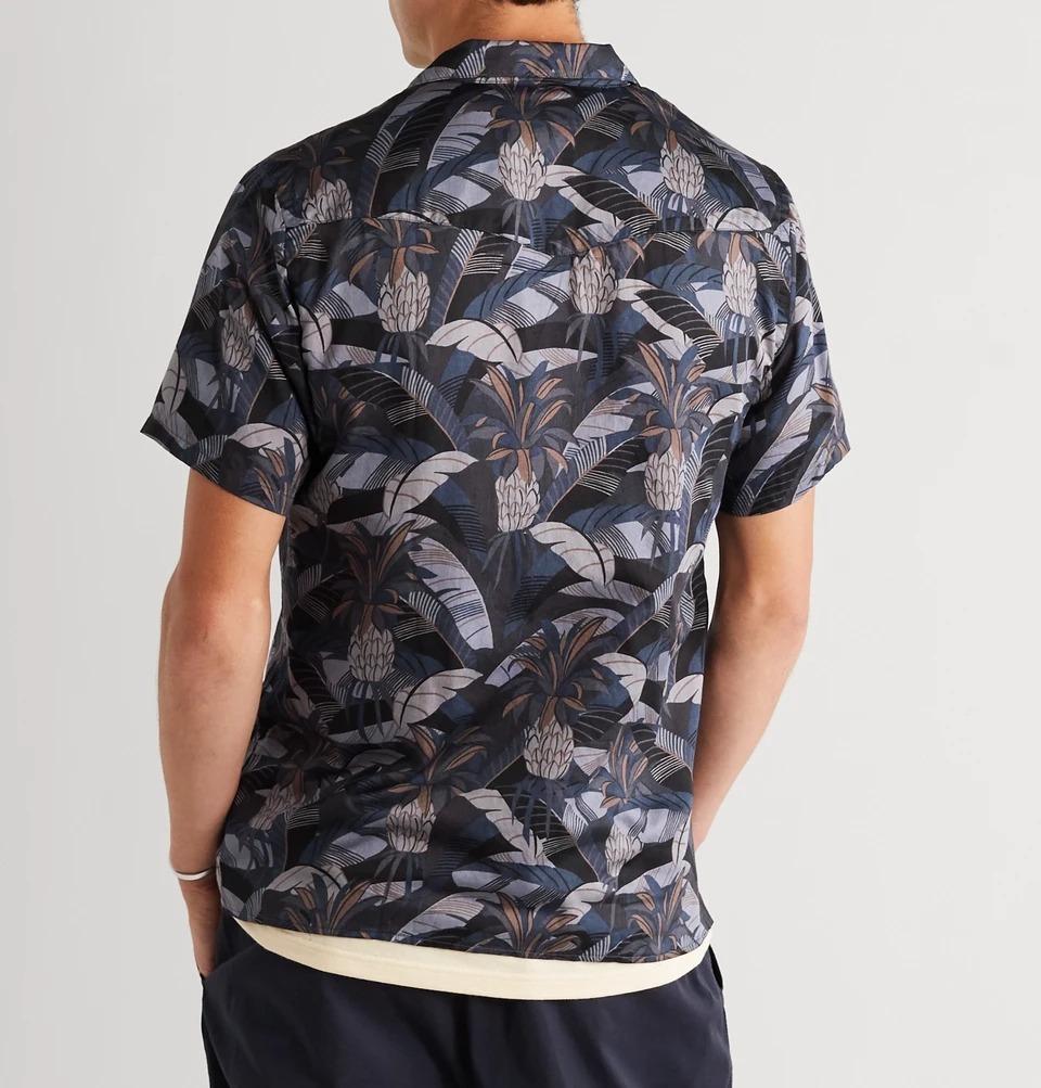 Black Dario Camp Collar Printed Shirt