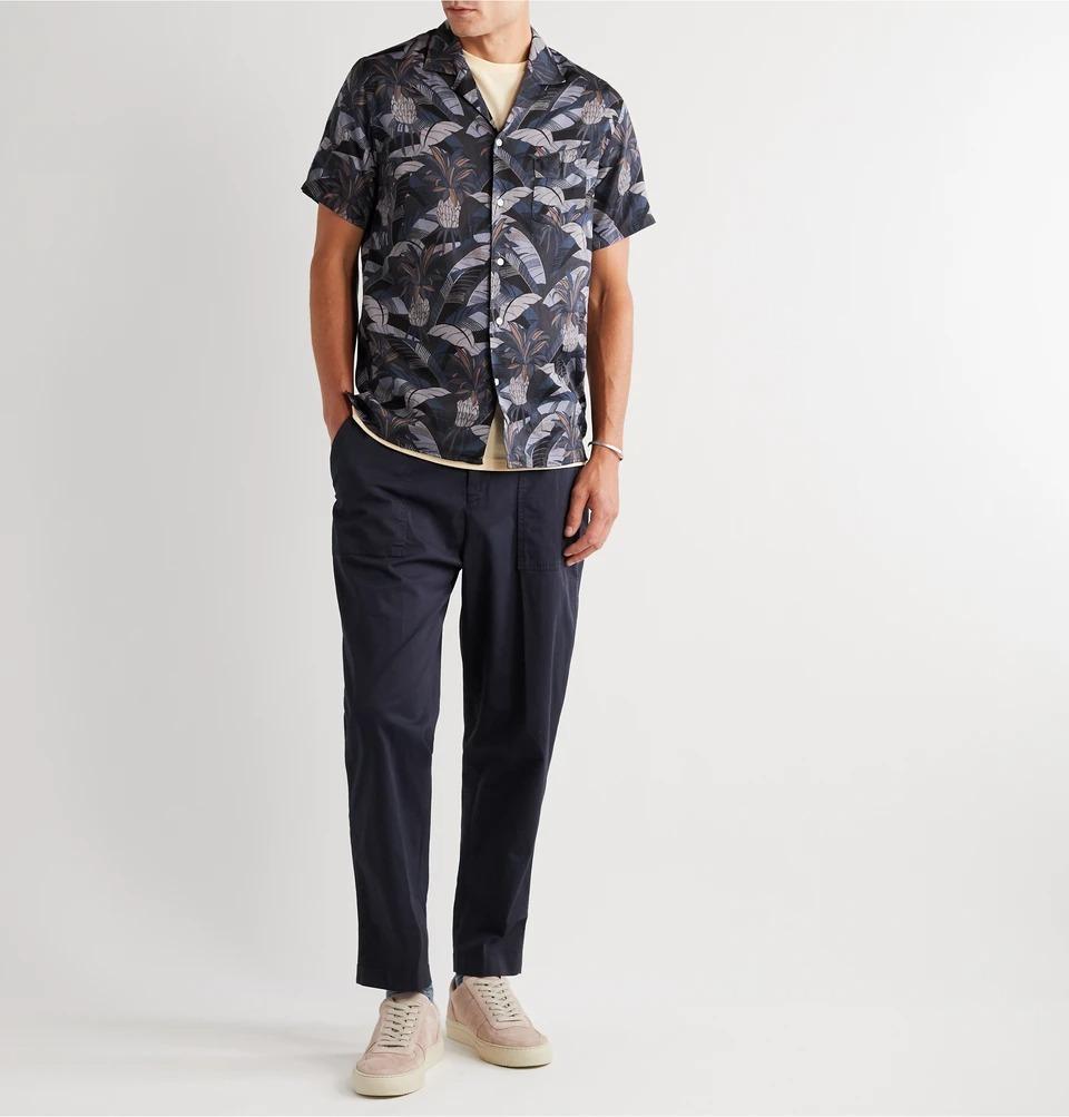 Black Dario Camp Collar Printed Shirt